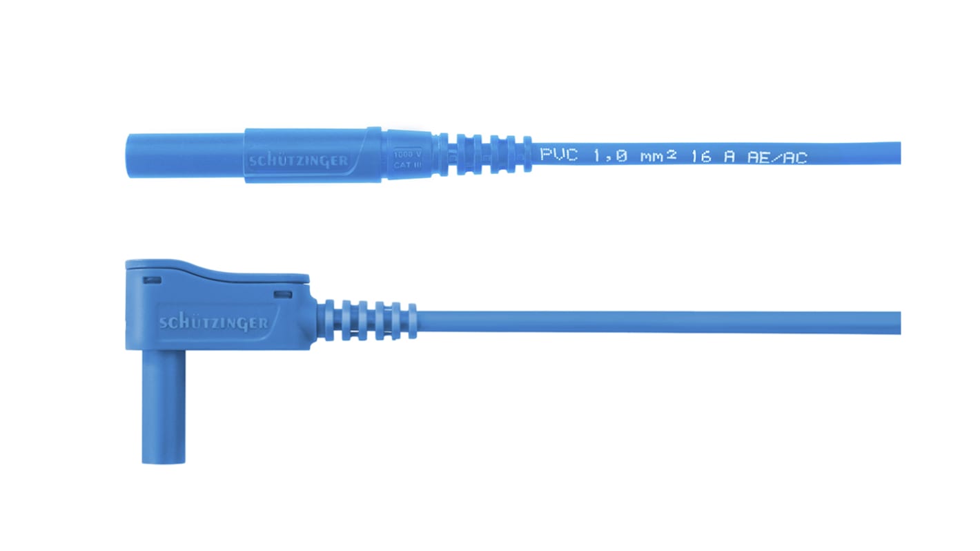 Schutzinger 4mm插头测试线, 16A测试线, 500mm长, 蓝色, CAT III 1000V