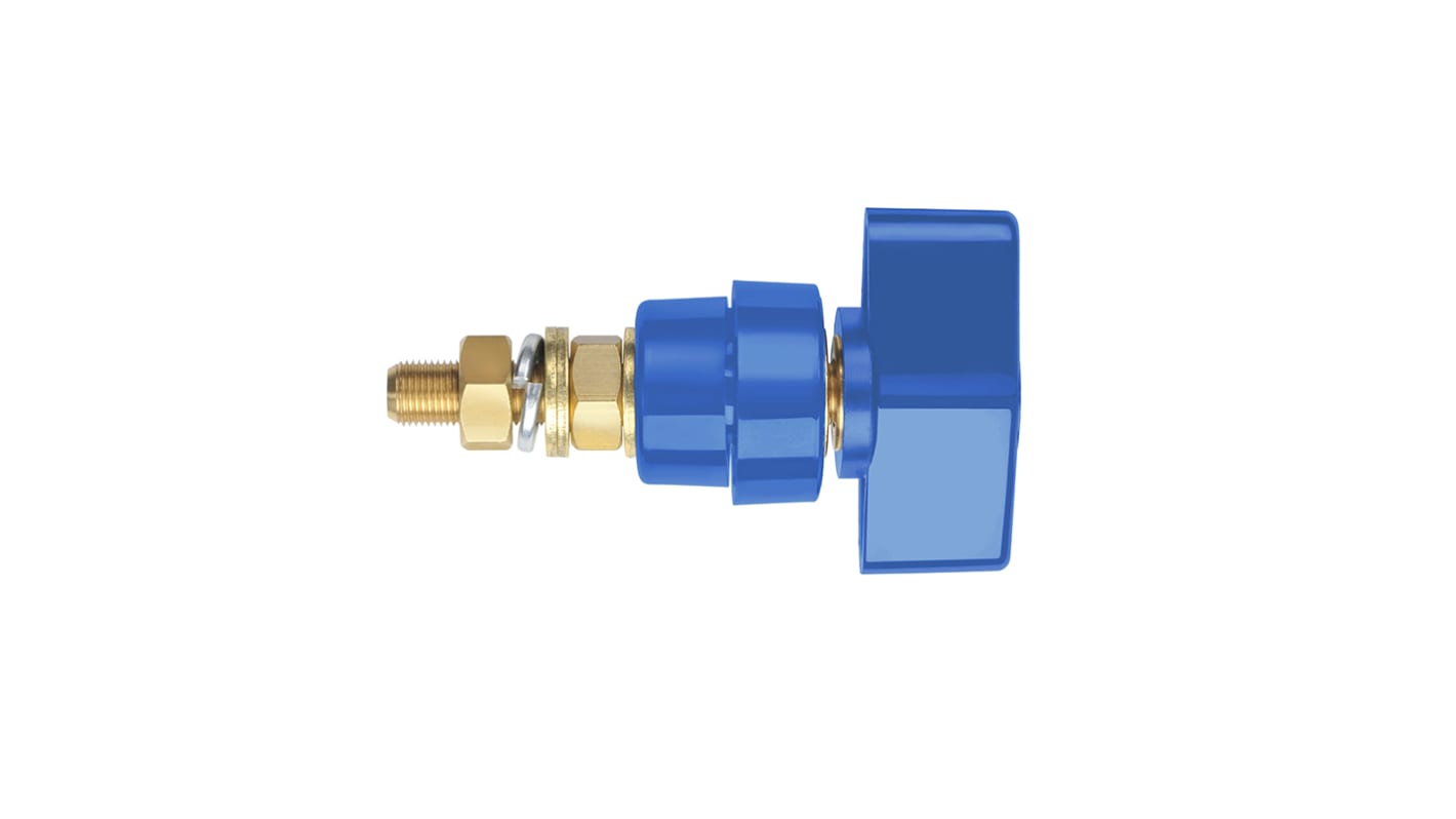 Schutzinger 4mm Blue Terminal Post, 1kV, 100A, M8 x 0.75 Thread