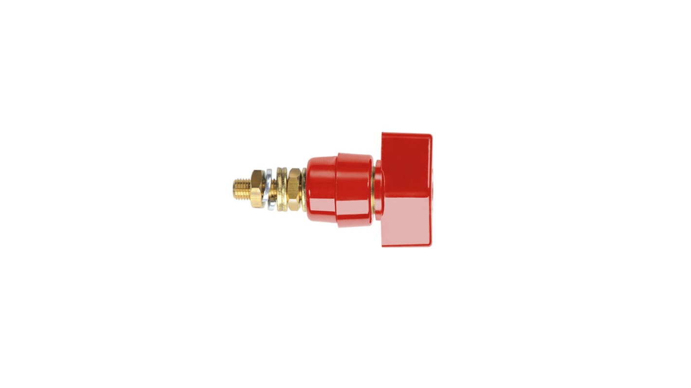 Schutzinger 4mm Red Terminal Post, 1kV, 63A, M6 x 0.75 Thread