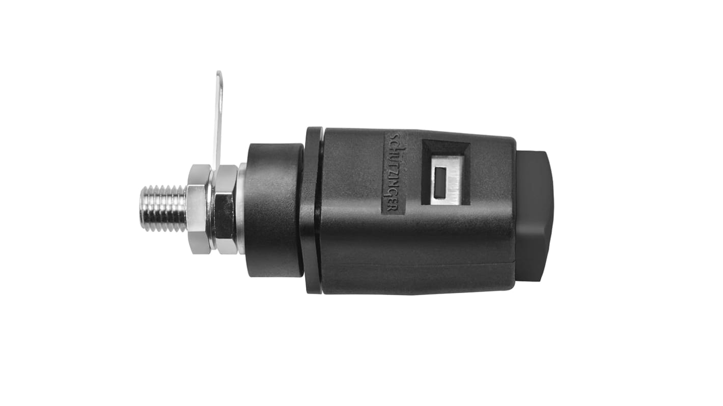 Schutzinger Black Test Terminal, 4 mm Connector, 16A, 33 V ac, 70V dc, Nickel Plating