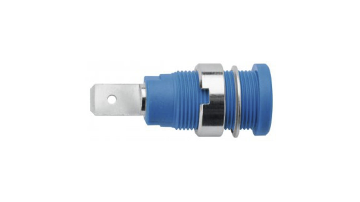 Conector banana hembra Hembra, 10A, 1000V, Contacto Níquel, Azul