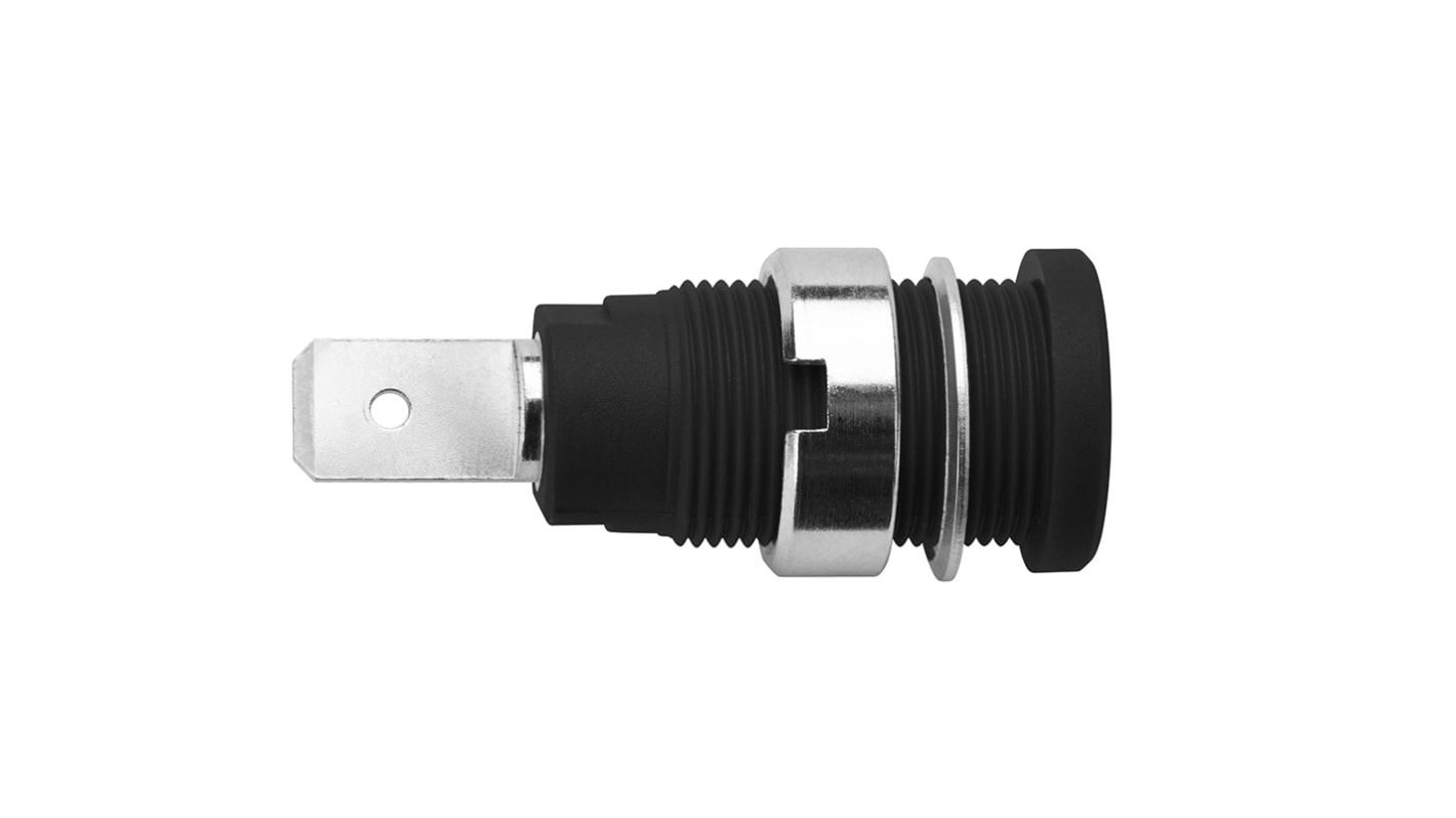 Conector banana hembra Hembra, 10A, 1000V, Contacto Níquel, Negro