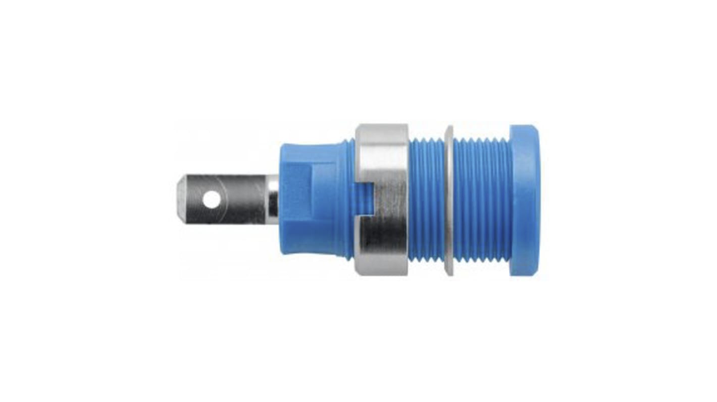 Schutzinger Blue Female Banana Socket, 4 mm Connector, 24A, 1000V, Nickel Plating