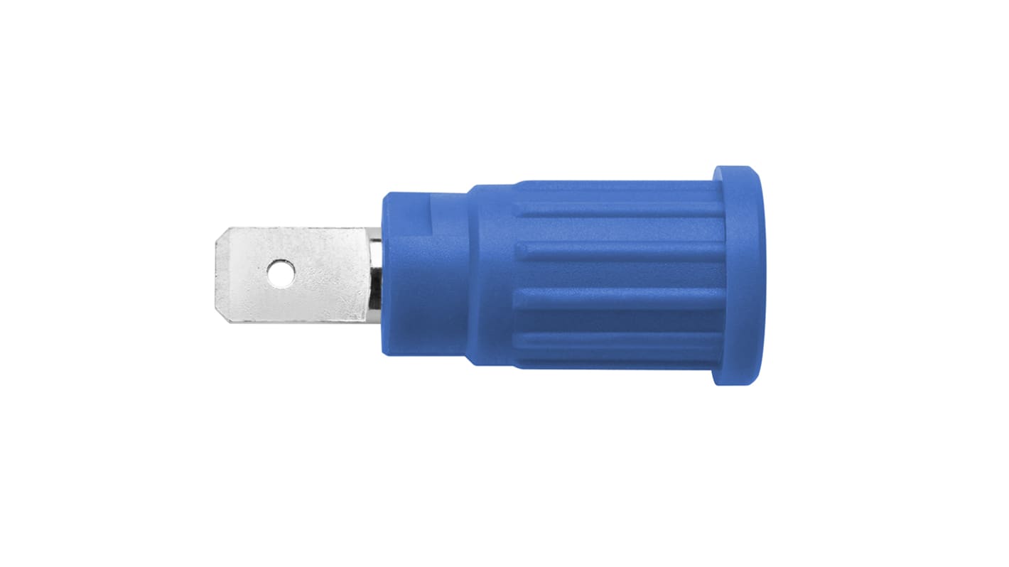 Schutzinger Blue Female Banana Socket, 4 mm Connector, PC Pin Termination, 32A, 1000V, Nickel Plating