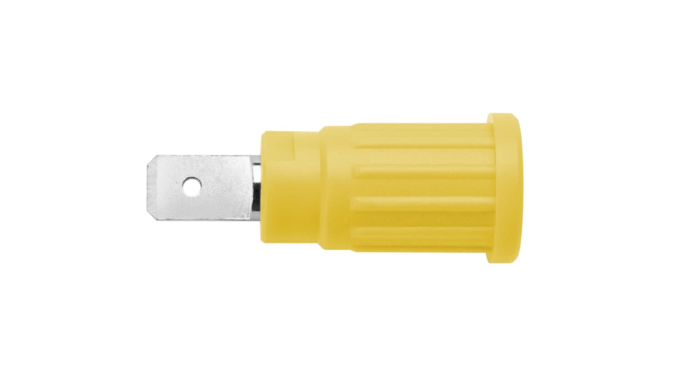 Schutzinger Yellow Female Banana Socket, 4 mm Connector, PC Pin Termination, 32A, 1000V, Nickel Plating