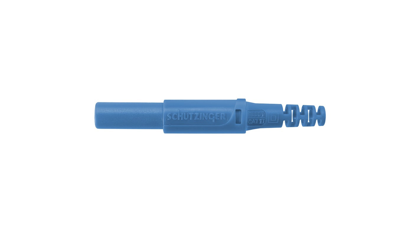 Schutzinger Blue Male Banana Plug, 4 mm Connector, Screw Termination, 32A, 1000V, Nickel Plating