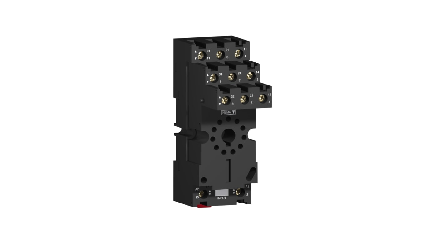 Support relais Schneider Electric série RUZ 11 contacts, Rail DIN, montage panneau, 250V, pour Relais enfichable série