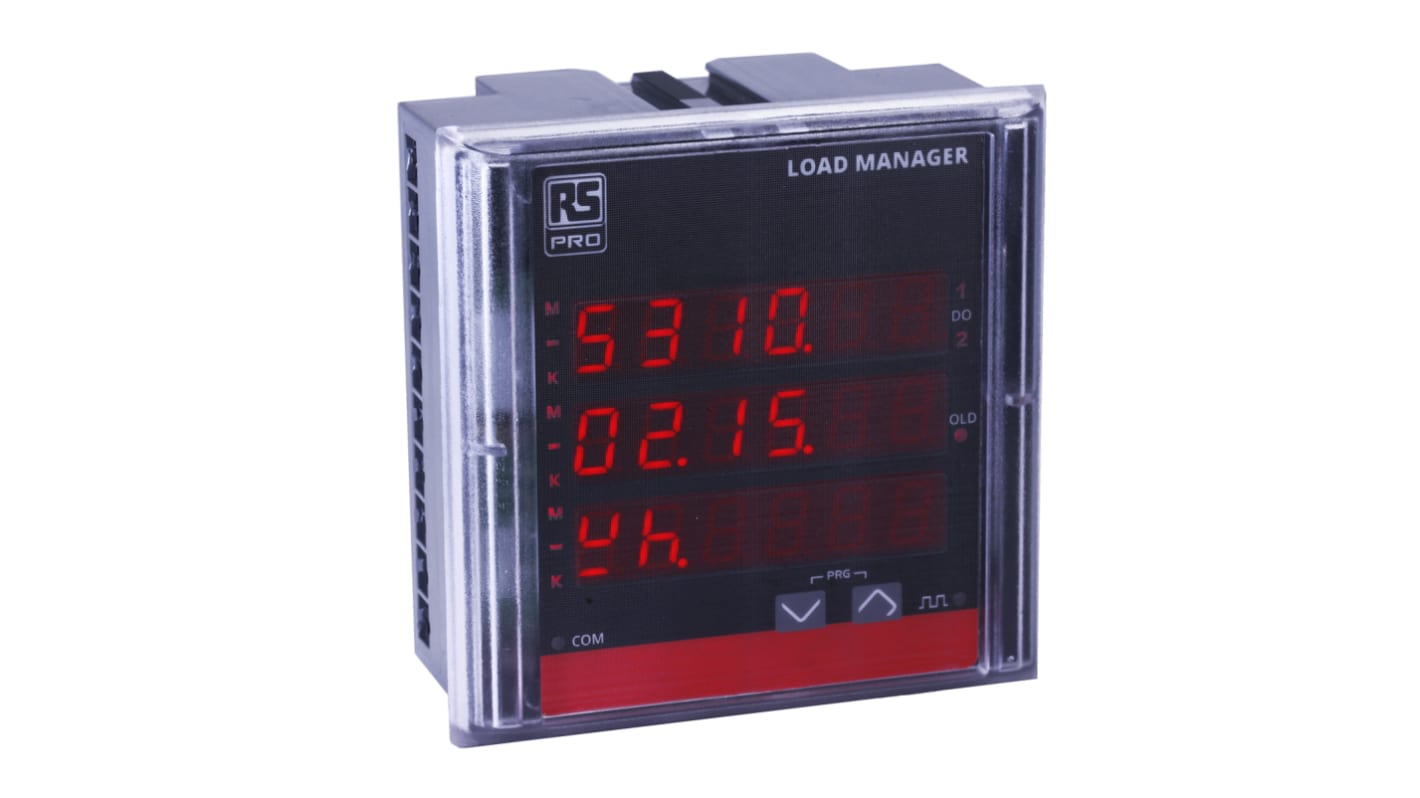 Contatore di energia RS PRO, 3 fasi, display LED a 4 (Instantaneous), 6 (Integrated) cifre