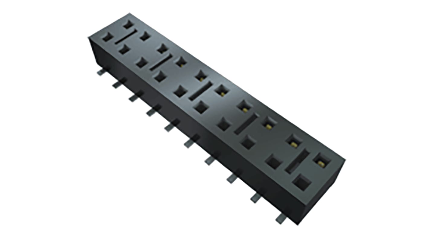 Samtec HLE Series Straight Surface Mount PCB Socket Strip, 6-Contact, 2-Row, 2.54mm Pitch, SMT Termination