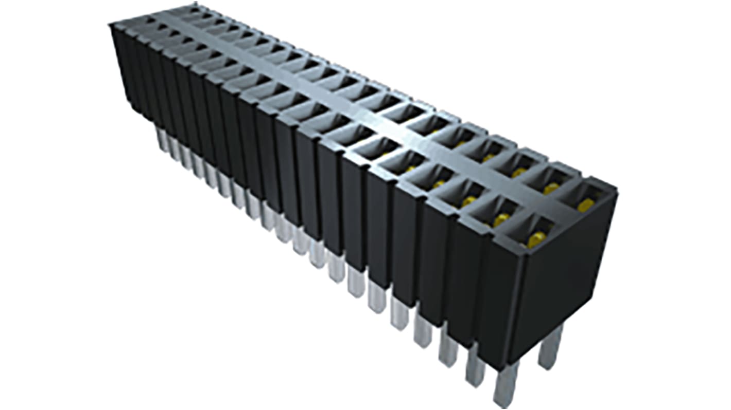 Samtec SLM Series Straight Through Hole Mount PCB Socket, 6-Contact, 1-Row, 1.27mm Pitch, Solder Termination