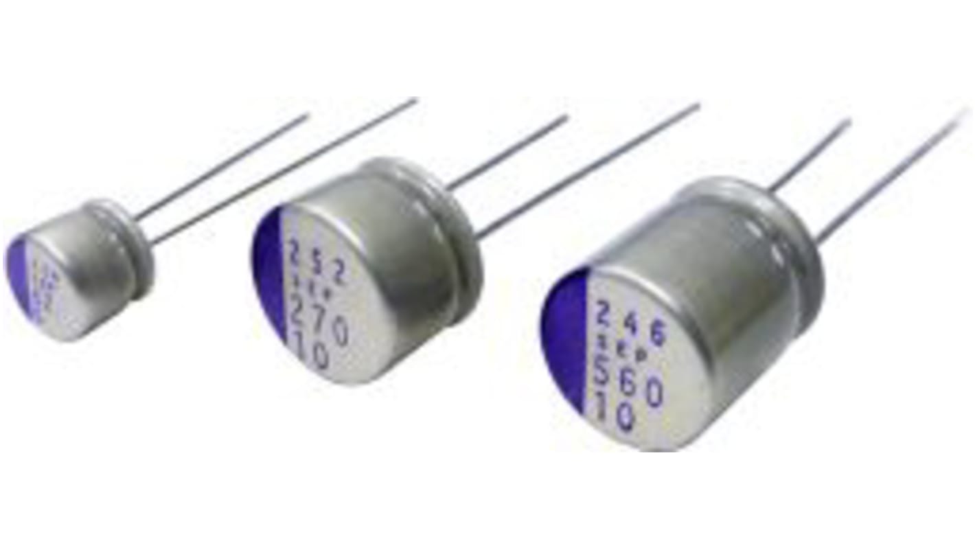 Panasonic 330μF Through Hole Polymer Capacitor, 16V dc
