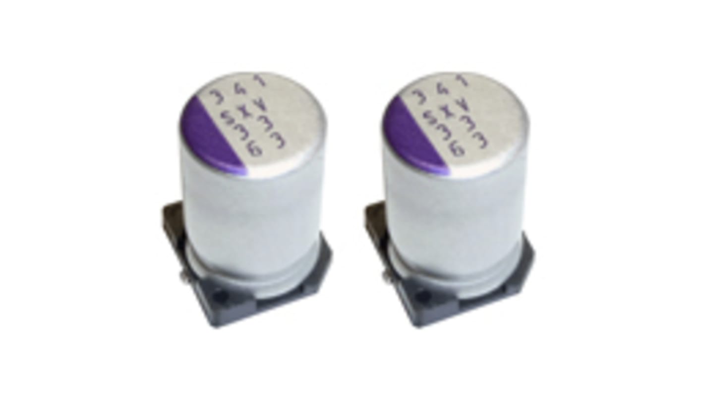 Condensatore polimerico Panasonic SXV, 33μF, 63V cc, SMD