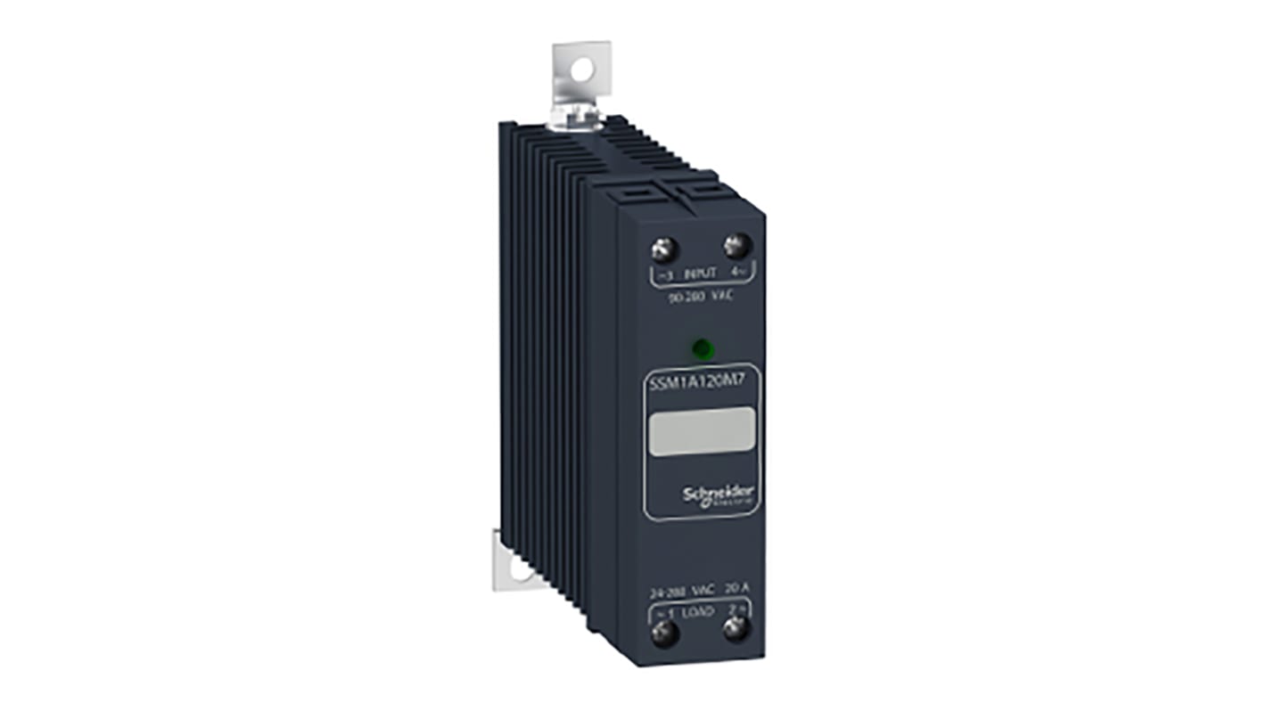 Schneider Electric SSM1 Series Solid State Relay, 20 A Load, DIN Rail Mount, 280 V ac Load, 280 V ac Control