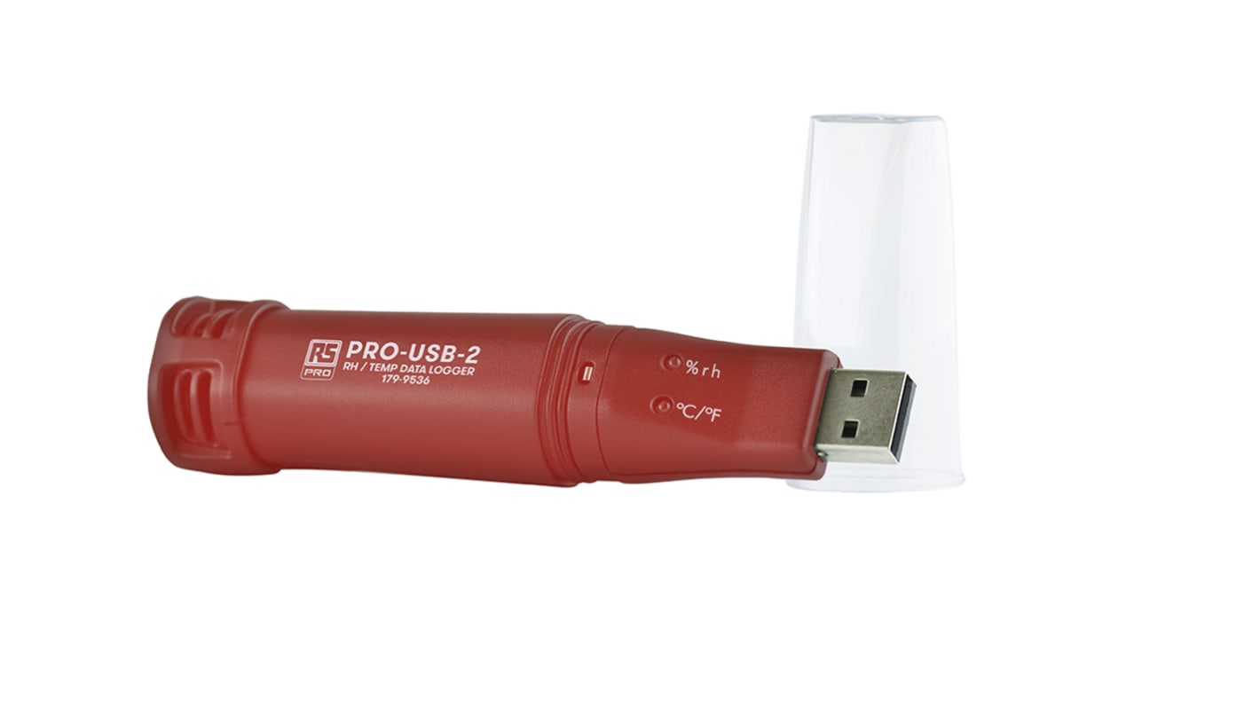 Registrador de datos RS PRO PRO-USB-2, para Humedad Temperatura, Punto de rocío, con alarma, interfaz USB