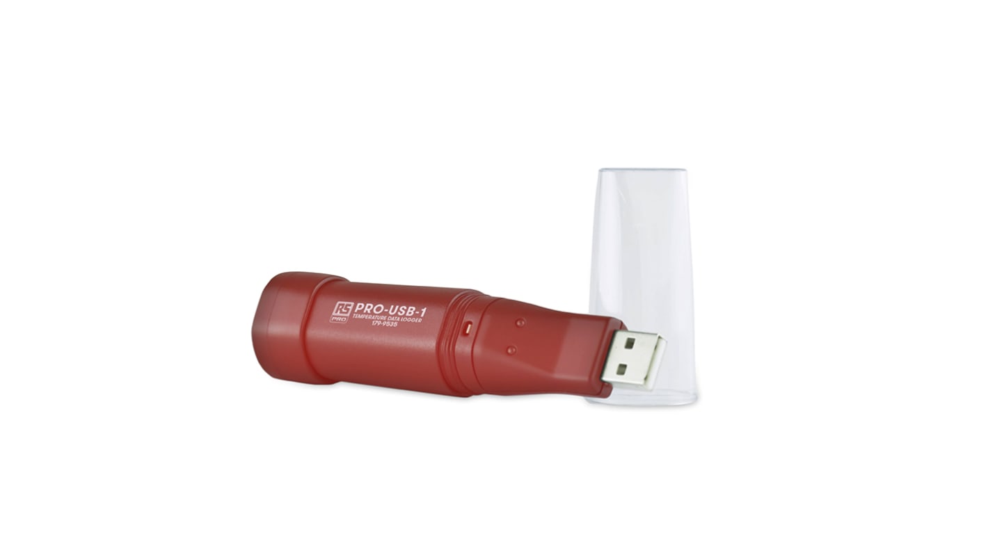 Registrador de datos RS PRO PRO-USB-1, calibrado UKAS, para Temperatura, con alarma, interfaz USB