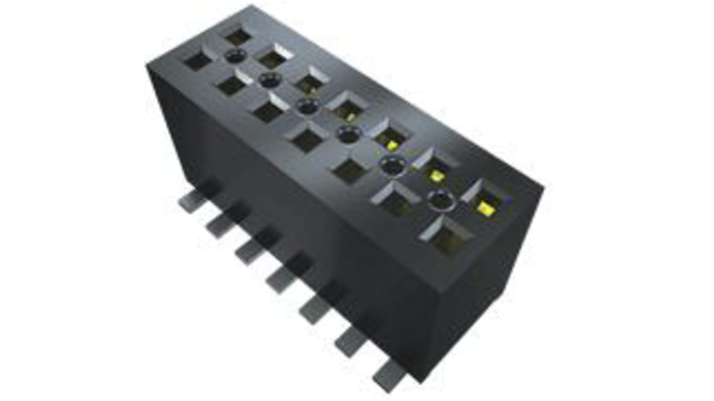 Samtec FLE Series Straight Surface Mount PCB Socket, 6-Contact, 2-Row, 1.27mm Pitch, Solder Termination