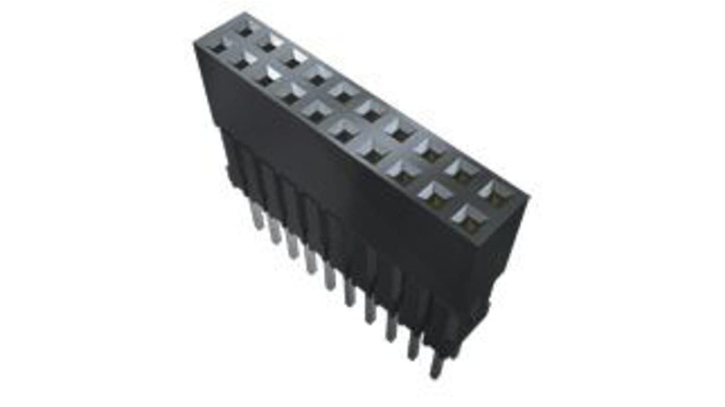 Conector hembra para PCB Samtec serie ESQ, de 6 vías en 2 filas, paso 2.54mm, 225 V., 12A, Montaje en orificio pasante,