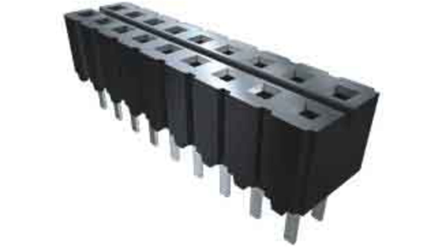 Samtec CES Series Straight Through Hole Mount PCB Socket, 3-Contact, 2-Row, 2.54mm Pitch, Solder Termination