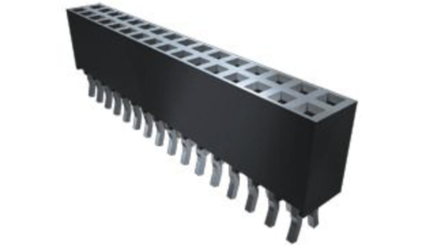 Samtec SSQ Series Straight Through Hole Mount PCB Socket, 2-Contact, 1-Row, 2.54mm Pitch, Solder Termination