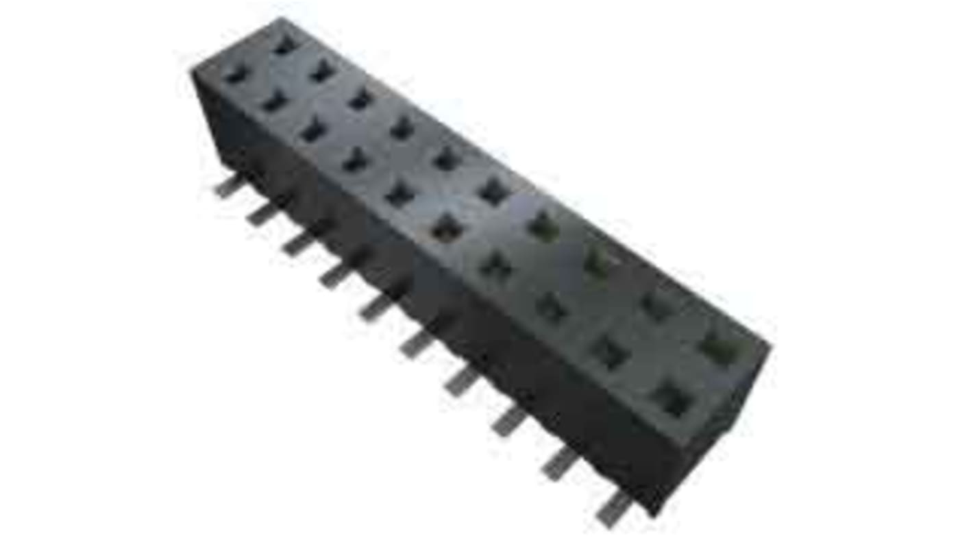 Samtec MMS Series Straight Through Hole Mount PCB Socket, 6-Contact, 2-Row, 2mm Pitch, Solder Termination