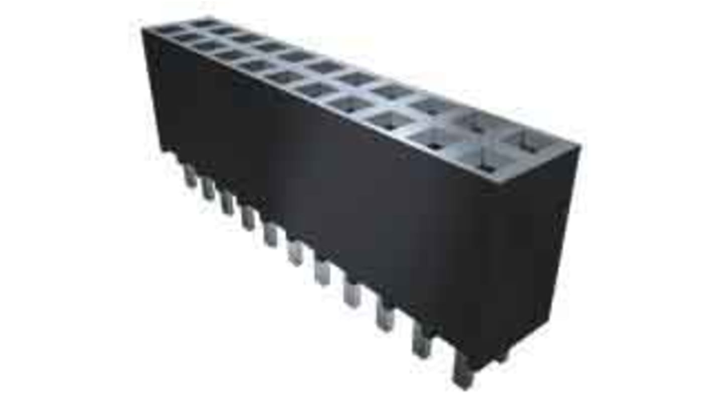 Samtec SSW Series Right Angle Through Hole Mount PCB Socket, 20-Contact, 2-Row, 2.54mm Pitch, Solder Termination