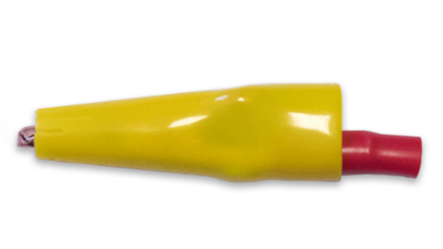 Clip a coccodrillo Mueller Electric, 10A, apertura 8mm, isolato, col. Giallo