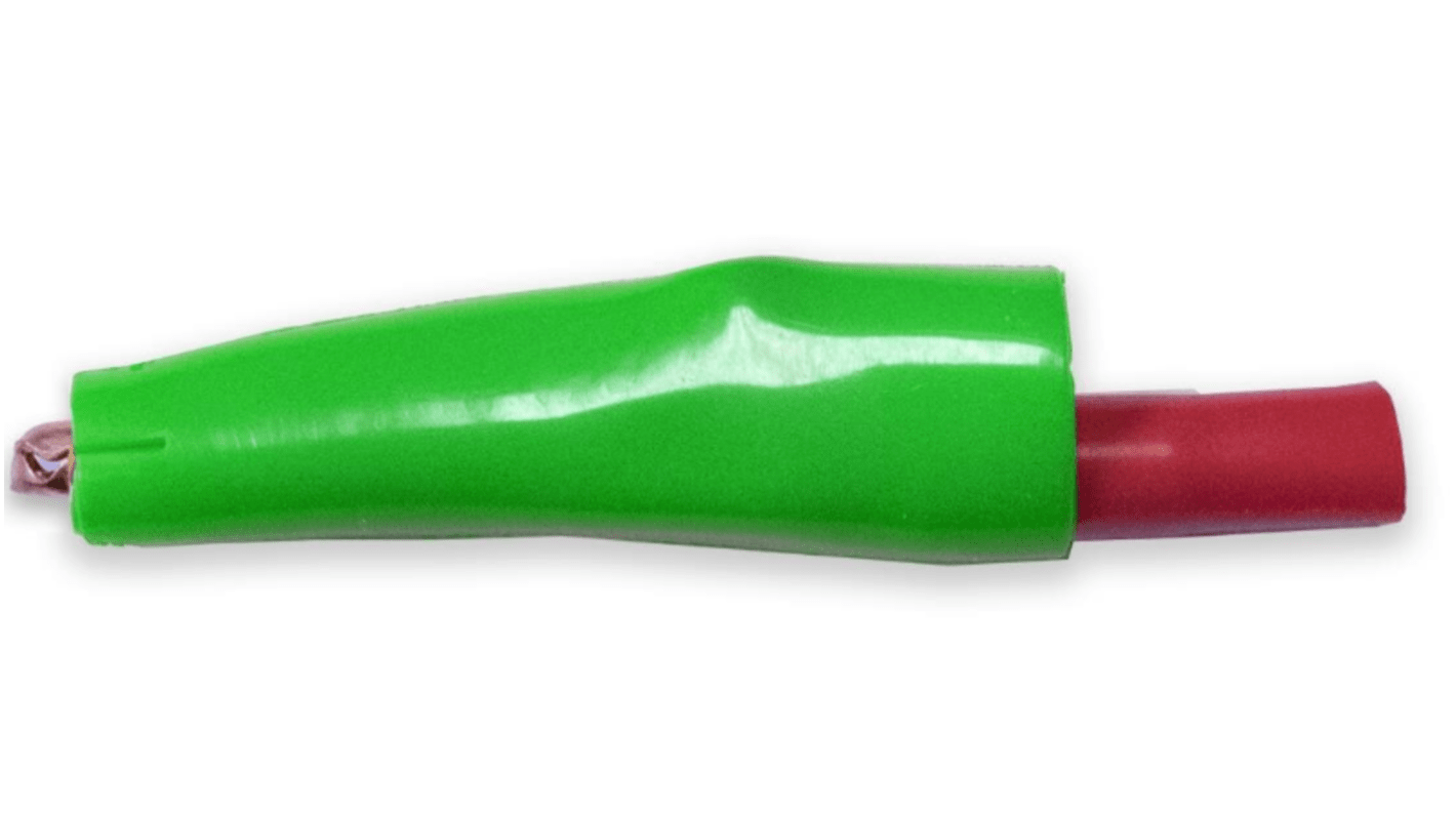 Clip a coccodrillo Mueller Electric, 10A, apertura 8mm, isolato, col. Verde