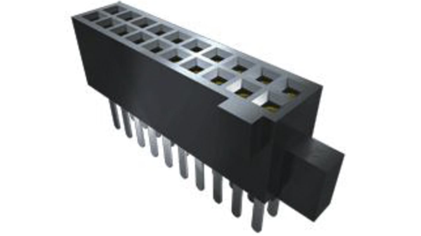 Samtec SFM Series Straight Through Hole Mount PCB Socket, 20-Contact, 2-Row, 1.27mm Pitch, Solder Termination