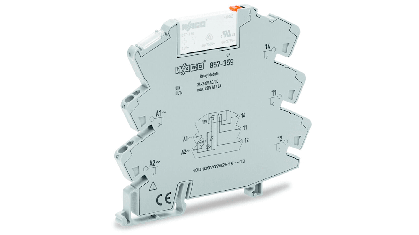 WAGO 857 Series Interface Relay, DIN Rail Mount, 230V ac/dc Coil, SPDT, 6A Load