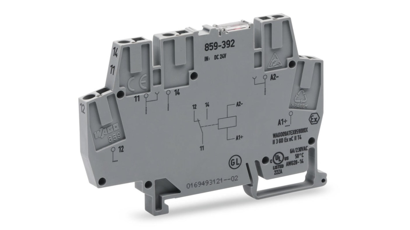 WAGO 859 Interface Relais / 24V dc 24V dc, 1-poliger Wechsler DIN-Schienen 250V ac