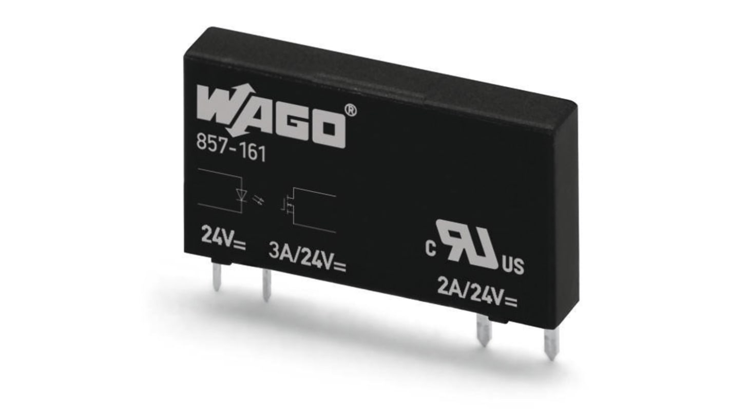 WAGO 857 Series Solid State Relay, 0.1 A Load, Plug-In Mount, 48 V dc Load, 30 V dc Control