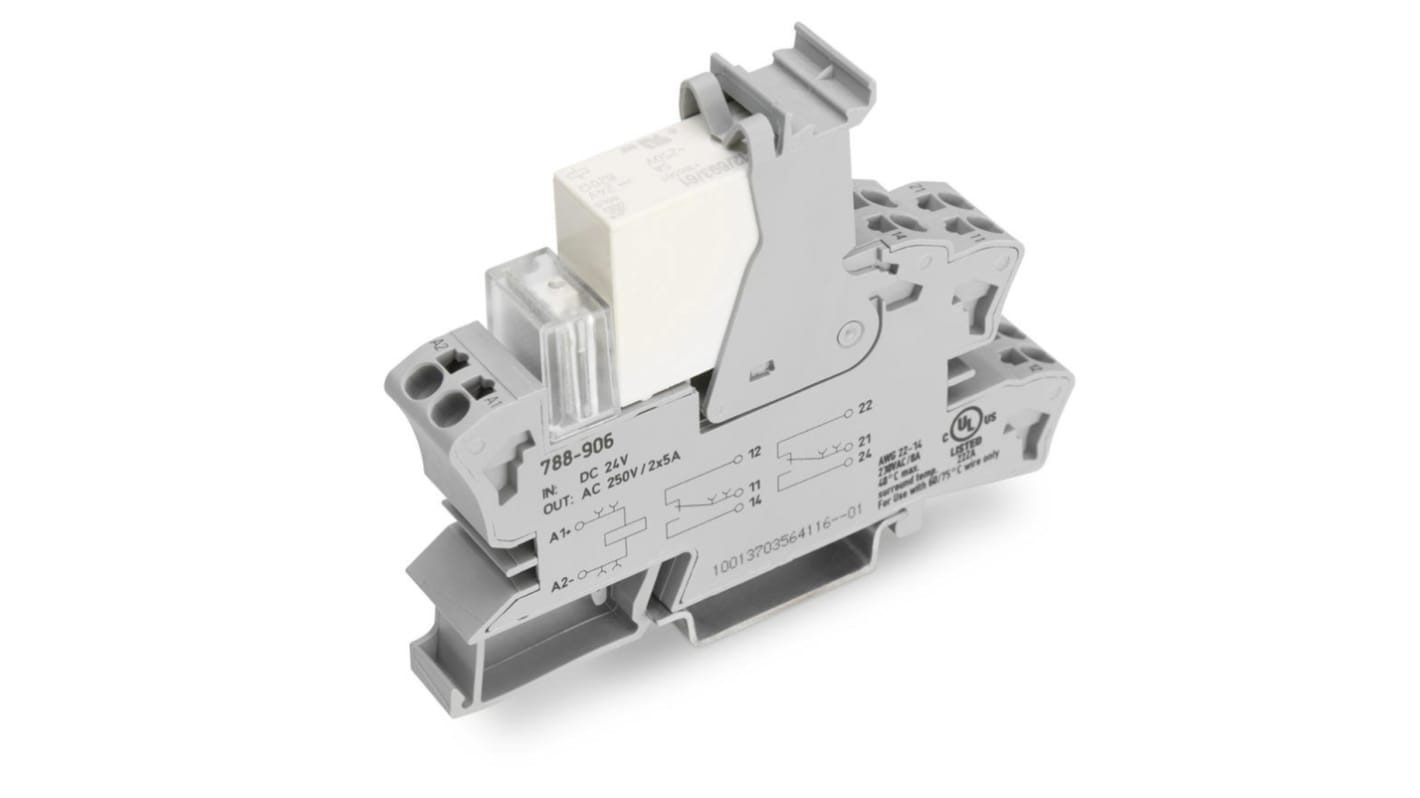 WAGO 788 Series Safety Relay, DIN Rail Mount, 24V dc Coil, 30mA Load