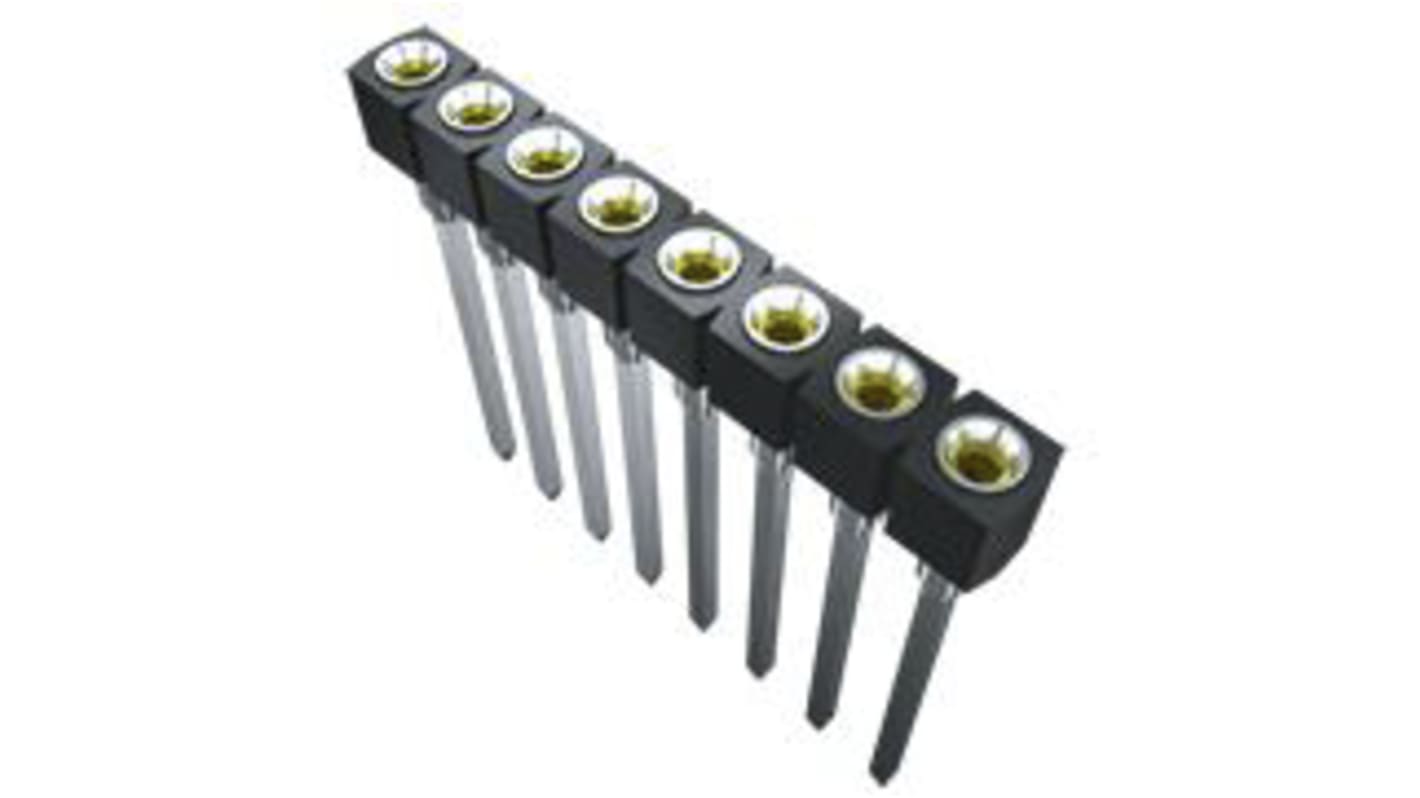 Samtec SS Series Straight Through Hole Mount PCB Socket, 20-Contact, 1-Row, 2.54mm Pitch, Solder Termination