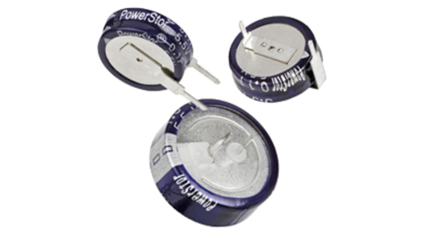 Eaton 0.1F Supercapacitor -20 → +80% Tolerance 5.5V dc, Through Hole