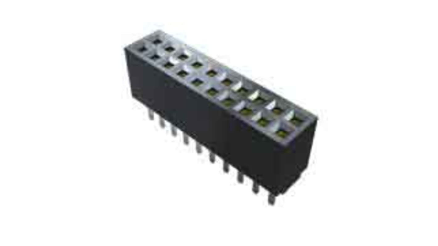 Conector hembra para PCB Samtec serie SFMC, de 20 vías en 2 filas, paso 1.27mm, 220 V, 310 V., 2.9A, Montaje en