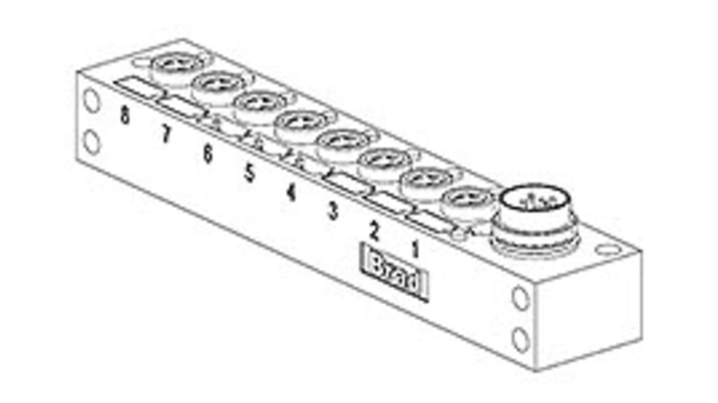 Caja de distribución Molex serie 120247, 8 puertos M8