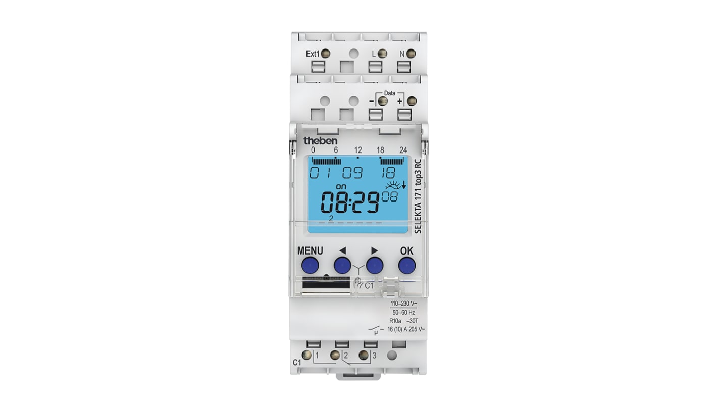 Theben Digital DIN Rail Time Switch 110 → 230 V ac, 1-Channel