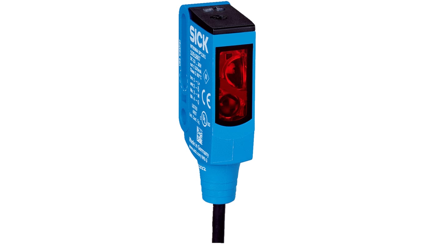 Rs-Online Sensore fotoelettrico Rettangolare SICK a soppressione di sfondo rilevamento 20 mm → 350 mm uscita PNP