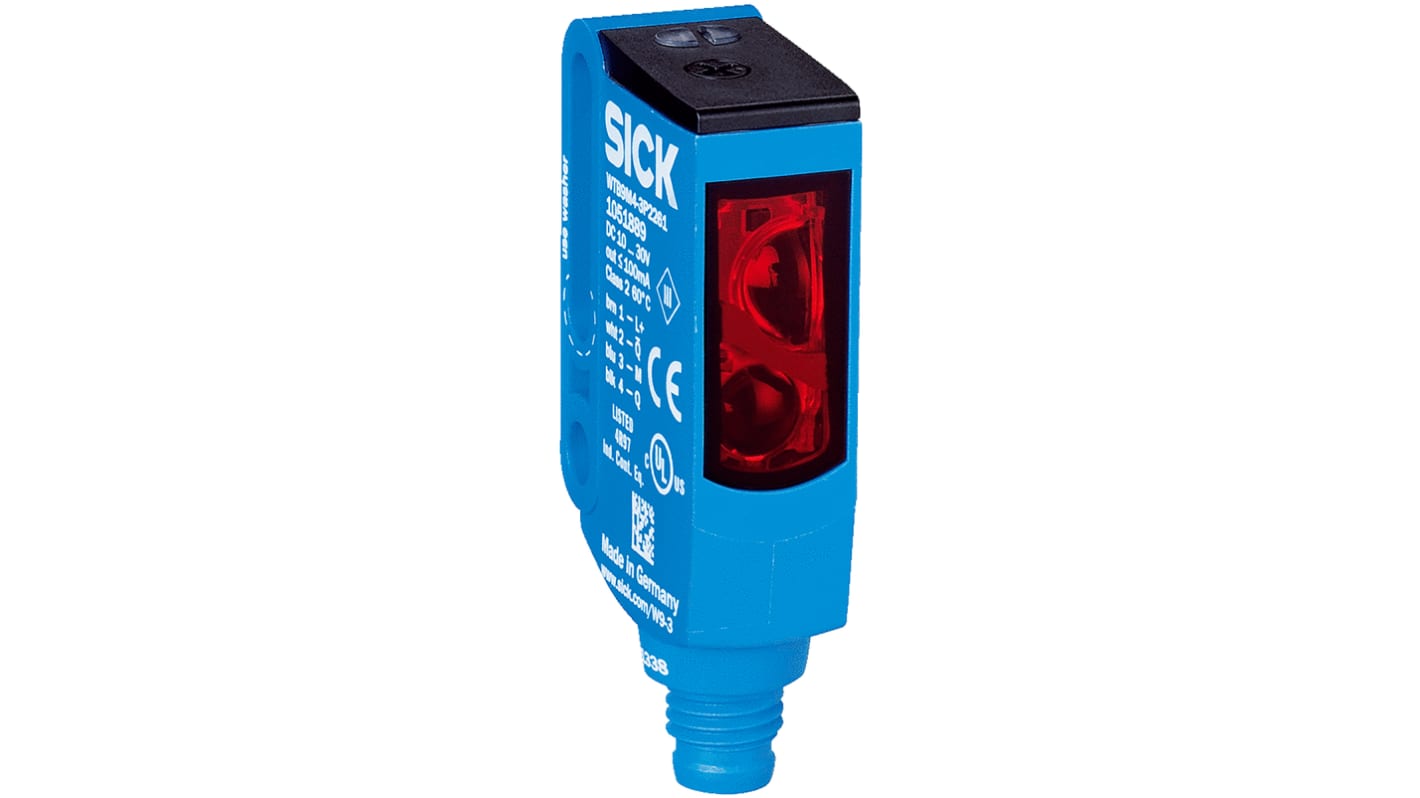 Rs-Online Sensore fotoelettrico Rettangolare SICK a soppressione di sfondo rilevamento 20 mm → 350 mm uscita PNP