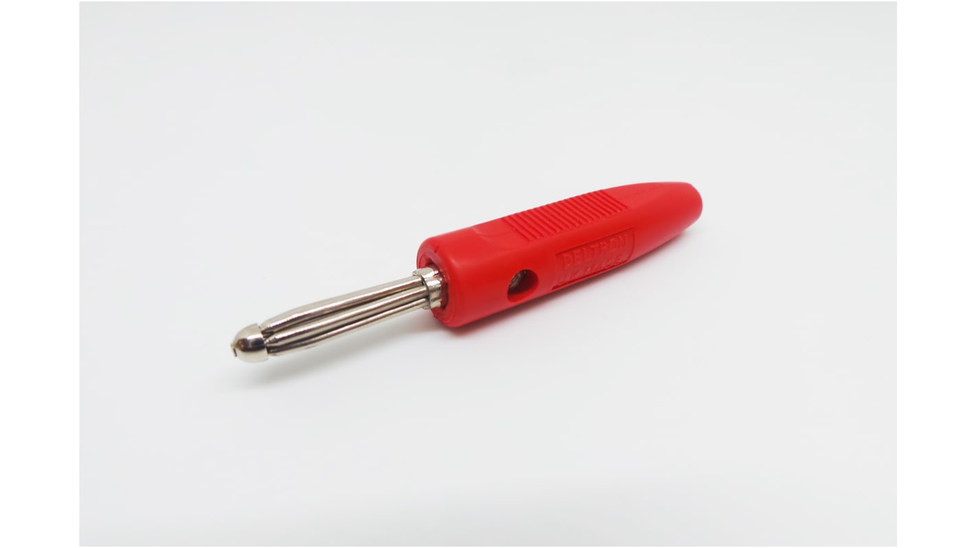 RS PRO Red Male Banana Connectors, 4 mm Connector, Screw Termination, 16A, 50V, Copper Plating