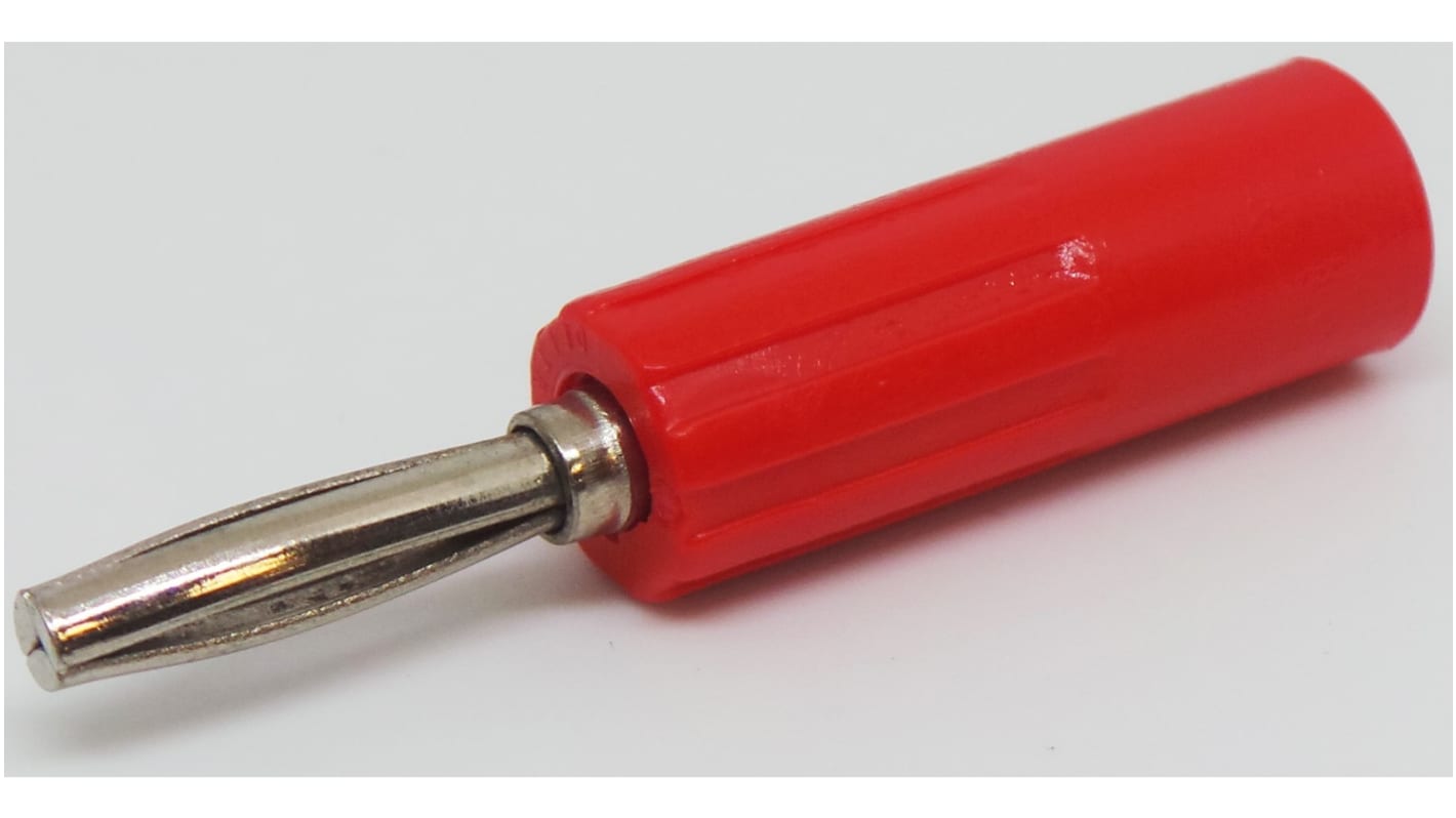 RS PRO Red Male Banana Connectors, 4 mm Connector, Screw Termination, 10A, 50V, Gold, Nickel Plating