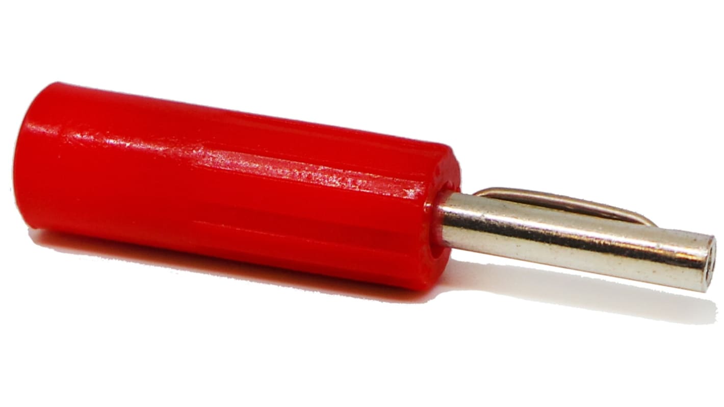 RS PRO Red Male Banana Connectors, 4 mm Connector, Crimp, Screw, Solder Termination, 16A, 50V, Nickel Plating