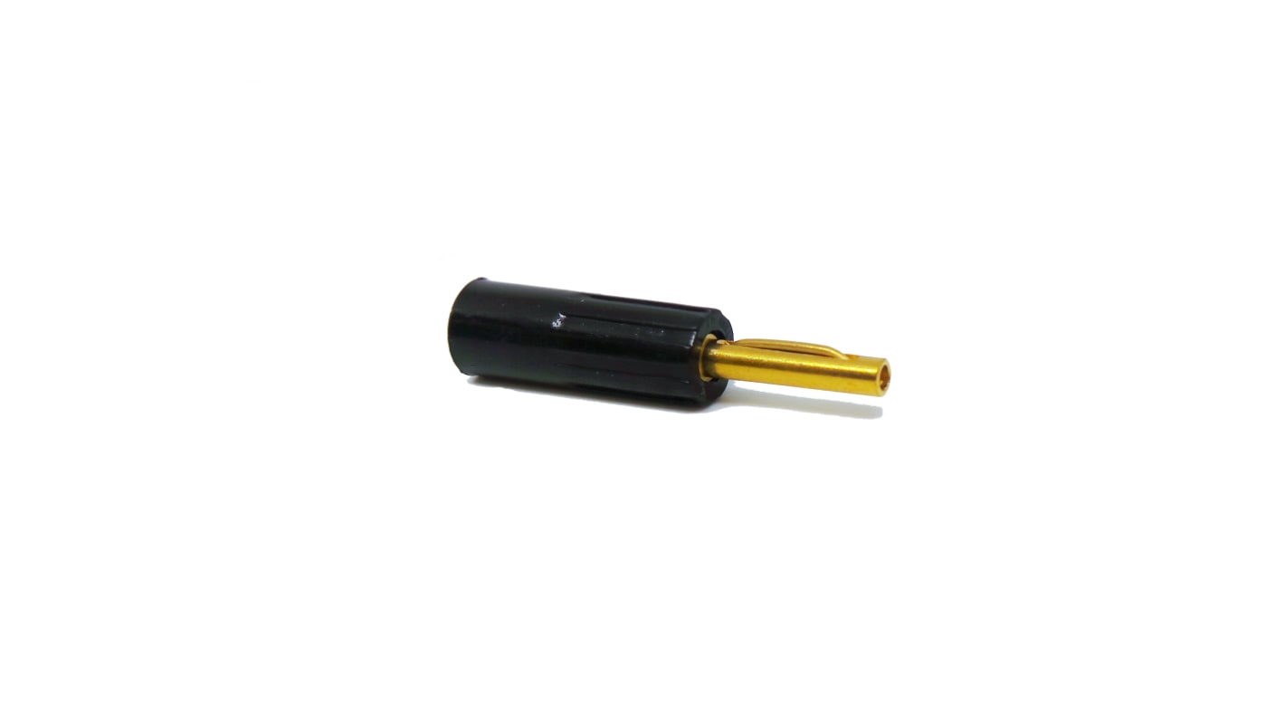 RS PRO Black Male Banana Connectors, 4 mm Connector, Crimp, Screw, Solder Termination, 16A, 50V, Gold Plating
