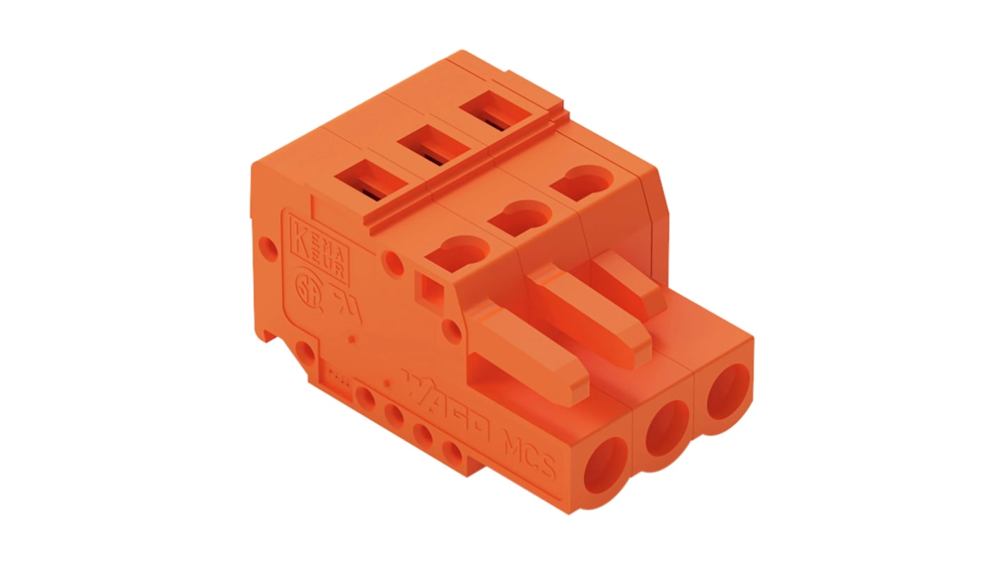 WAGO 5.08mm Pitch 1 Way Pluggable Terminal Block, Plug, Spring Cage Termination