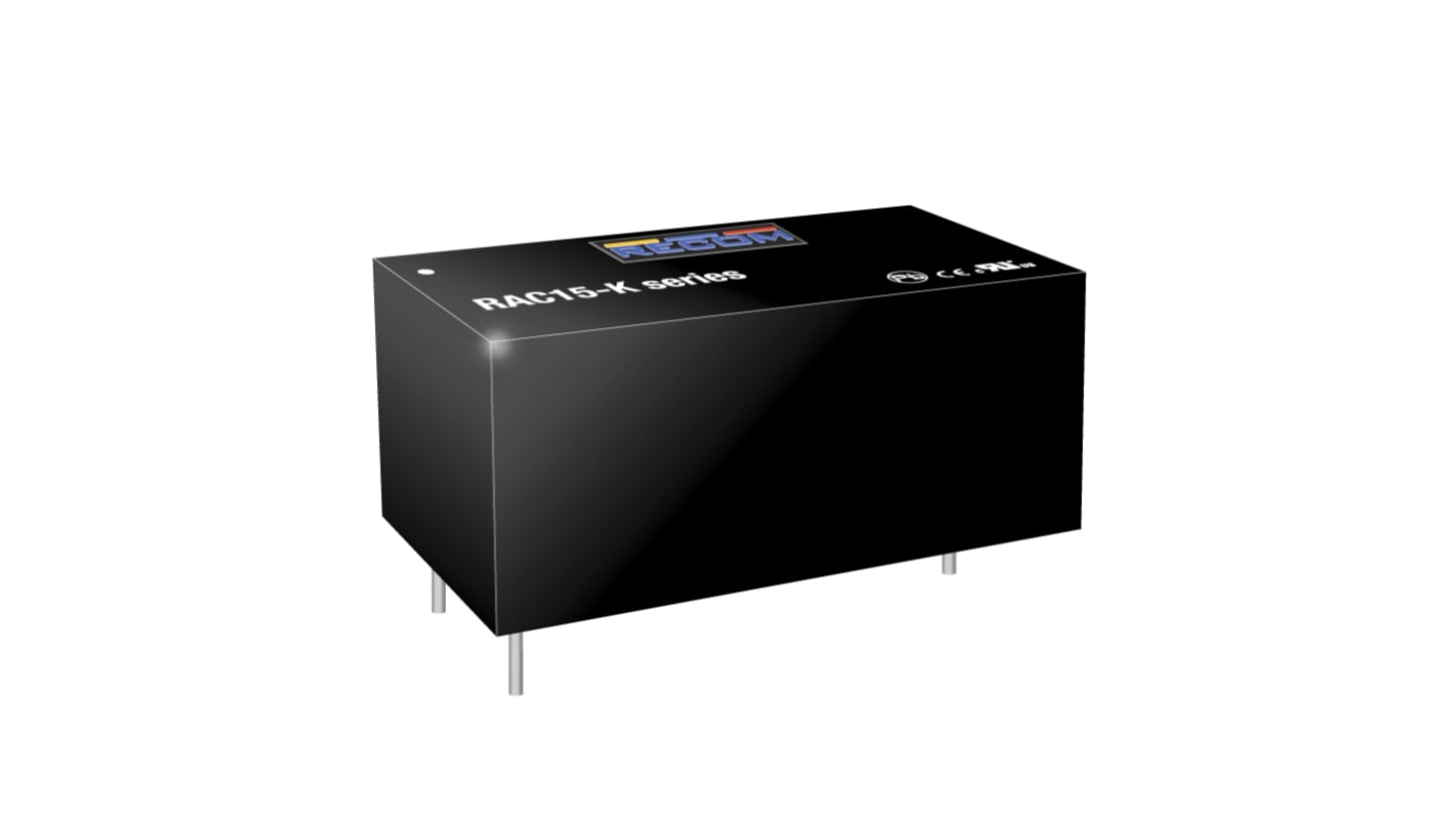 Recom Switching Power Supply, RAC15-05SK, 5V dc, 3A, 15W, 1 Output, 85 → 264V ac Input Voltage