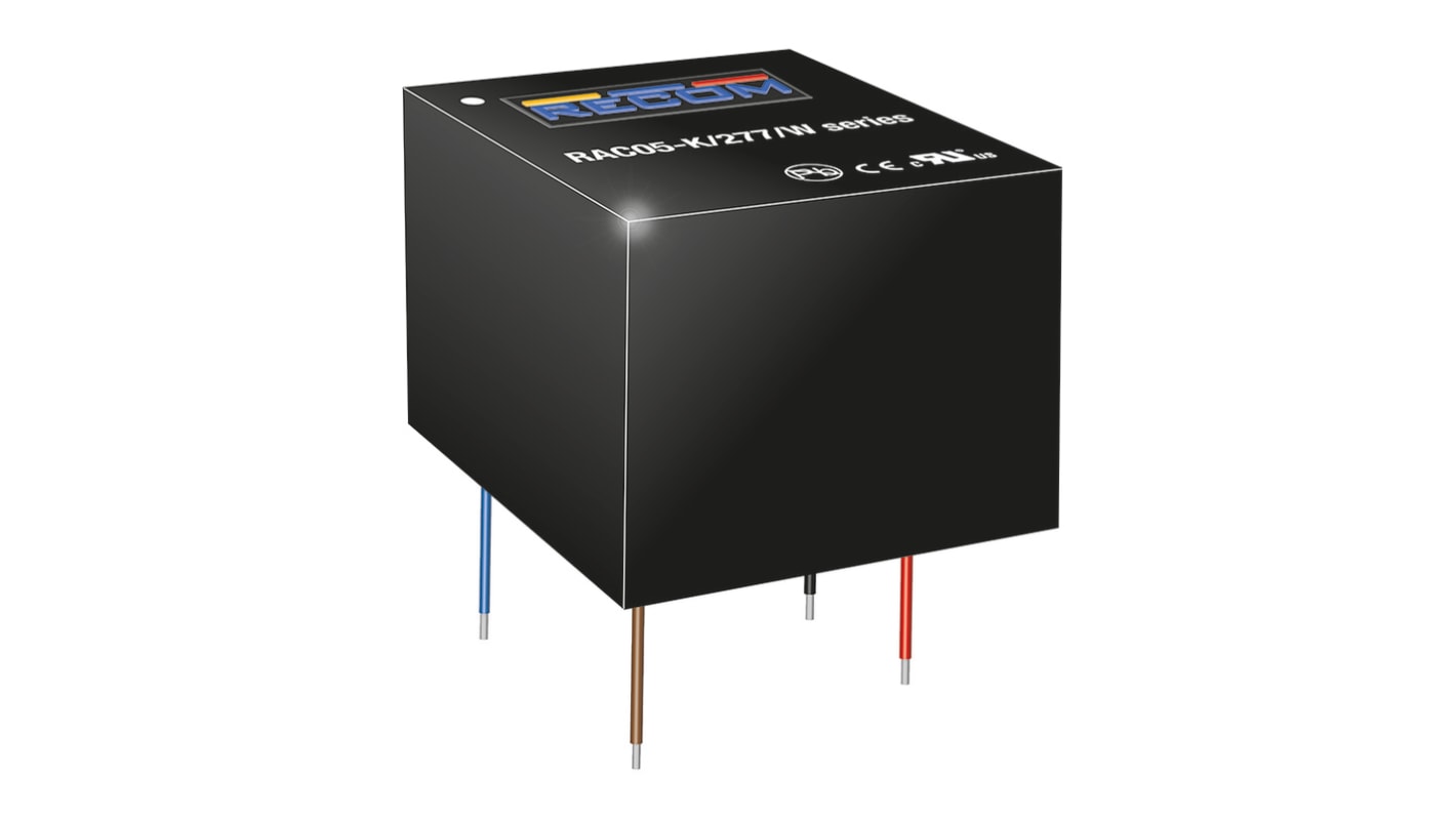 Recom Switching Power Supply, RAC05-24SK/277/W, 24V dc, 210mA, 5W, 1 Output, 85 → 305V ac Input Voltage