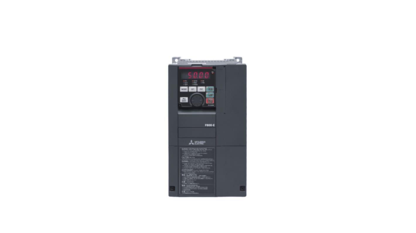 Variador de frecuencia Mitsubishi Electric serie FR-F800, 5.5 kW, 400 V ac, 3 fases, 12.6 A, 50/60Hz, IP20, BACnet