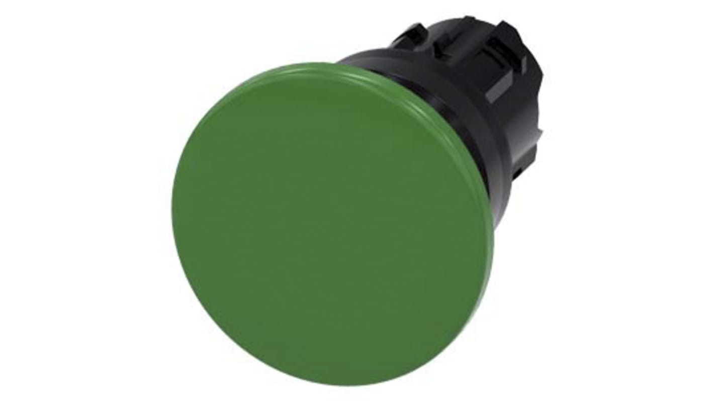 Siemens 3SU1 Series Green Momentary Push Button Head, 22mm Cutout, IP66, IP67, IP69K