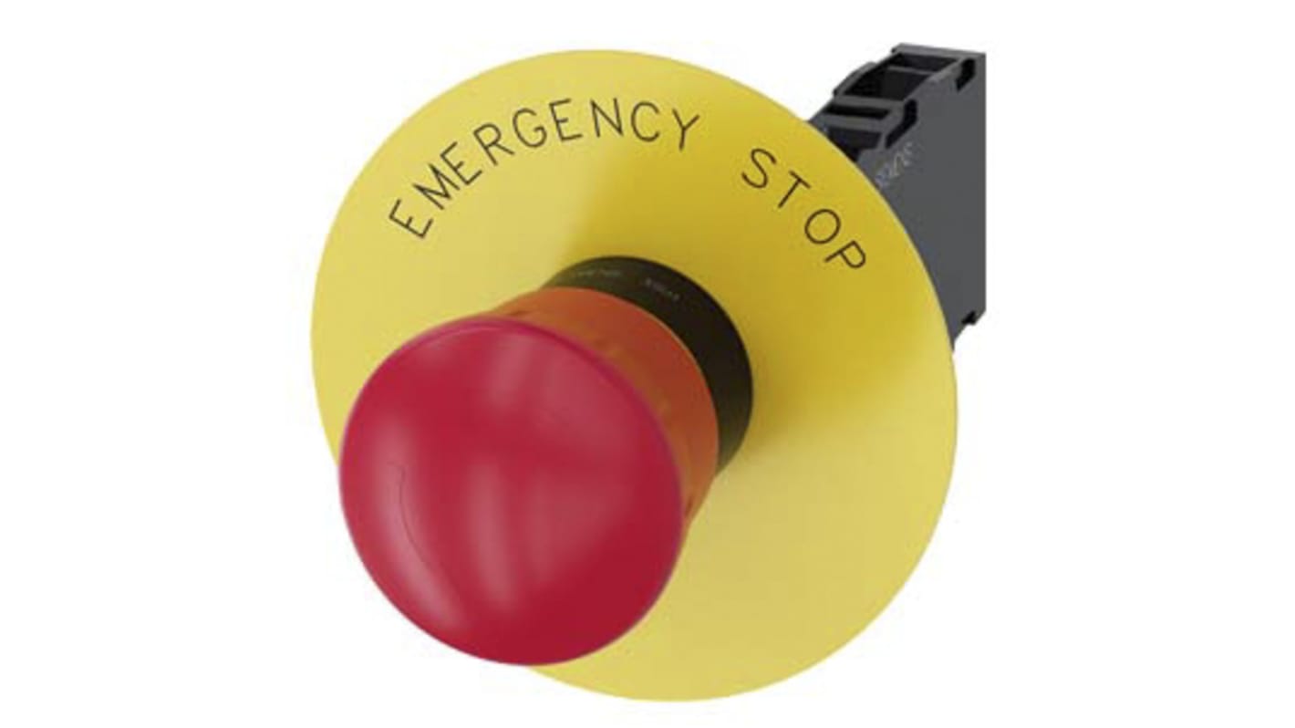 Siemens SIRIUS ACT Series Twist Release Emergency Stop Push Button, Panel Mount, 22mm Cutout, SPDT