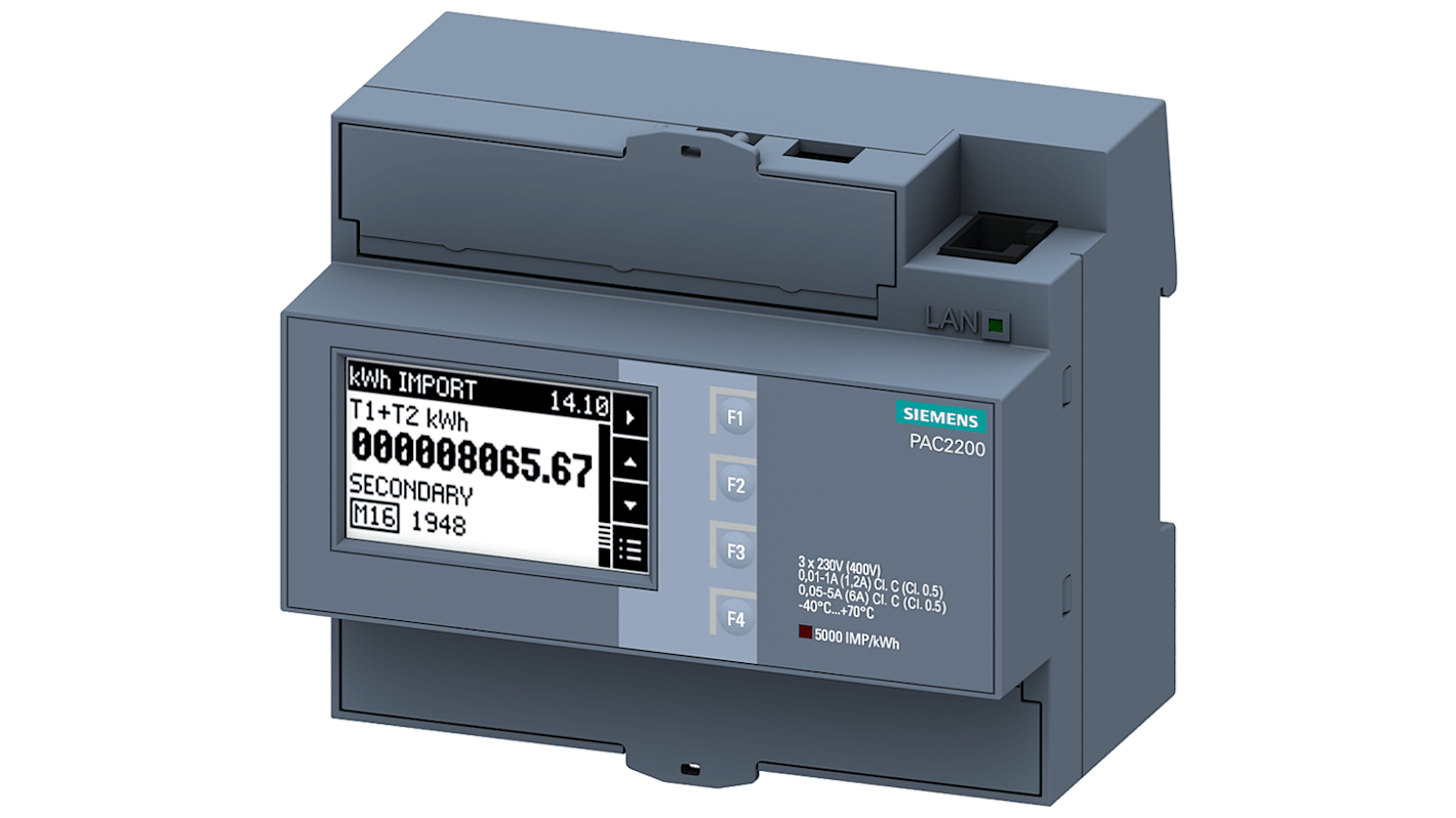 Medidor de energía Siemens serie SENTRON PAC2200, display LCD, 3 fases